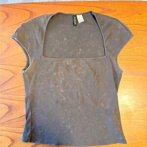 H&M Acid Wash Dark Gray Cap Sleeve Top